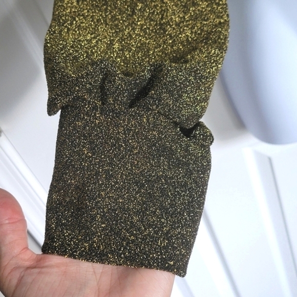 Fashion Nova gold long puff sleeves‎ glittery crop top women's large - Picture 10 of 16